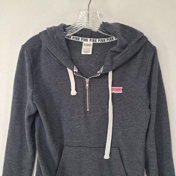 PINK Women's Long Sleeve Hooded Sweatshirt Gray Size S - Picture 3 of 6
